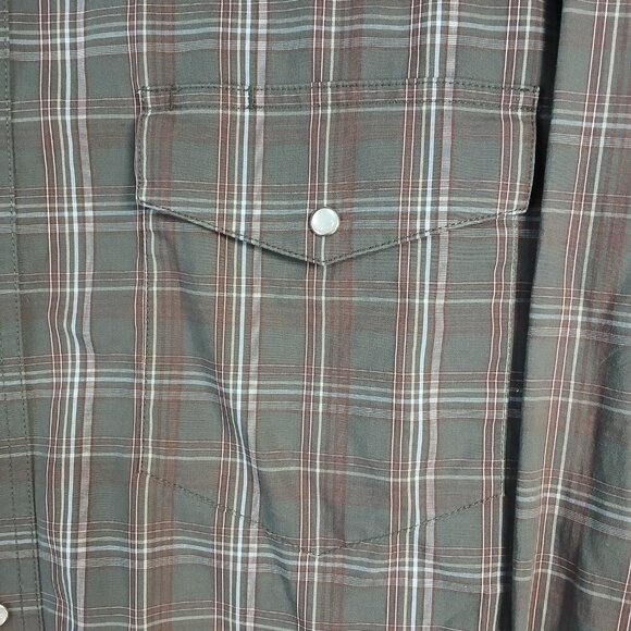 WRANGLER PEARL SNAP PLAID BUTTON DOWN MENS SHIRT LONG SLEEVE SIZE LARGE - Picture 6 of 7